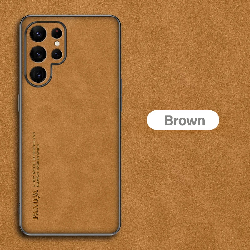 Samsung Galaxy S25/S24/S23 Ultra Plus Case | Luxury Sheepskin Leather Half-Wrapped Case