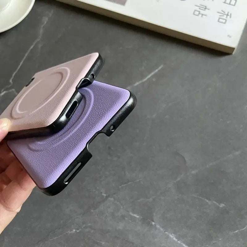 Luxury PU Leather Case for Samsung Galaxy Z Flip 7 | Magnetic & Wireless Charging Compatible