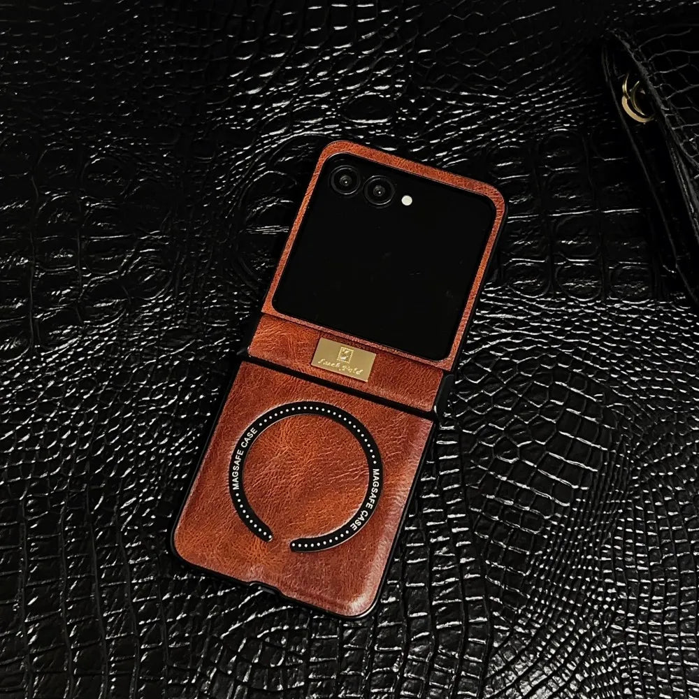 Samsung Galaxy Z Flip 7 Case | Luxury PU Leather Full-Coverage Magnetic Case