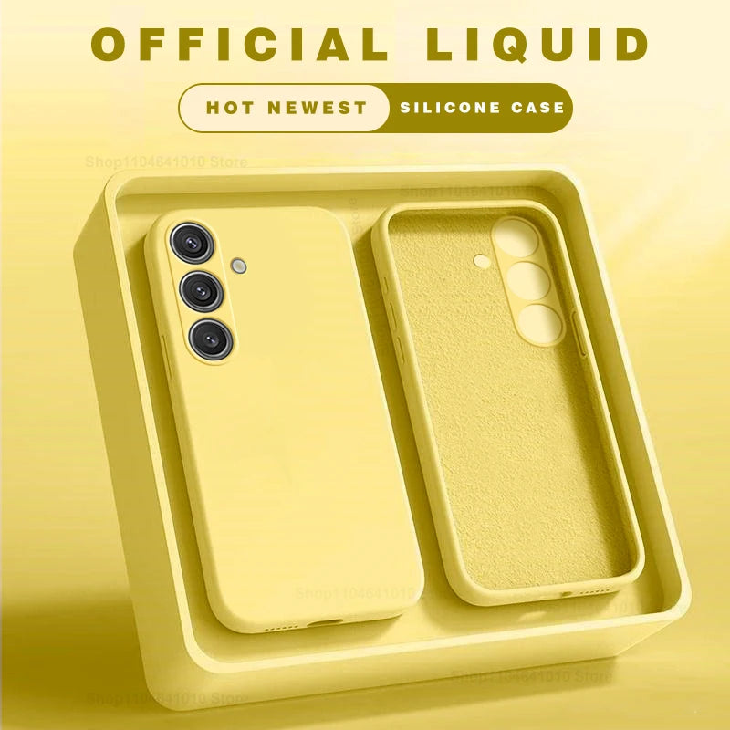 Square Liquid Silicone Soft Case for Samsung Galaxy S22-S25 Ultra | Washable & Lightweight Half-Wrapped Cover