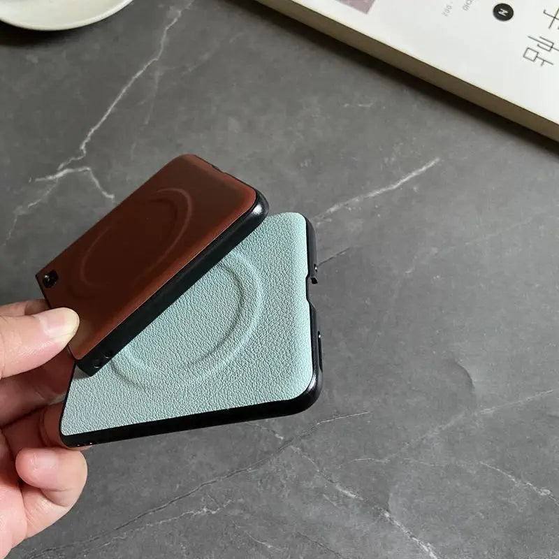 Luxury PU Leather Case for Samsung Galaxy Z Flip 7 | Magnetic & Wireless Charging Compatible