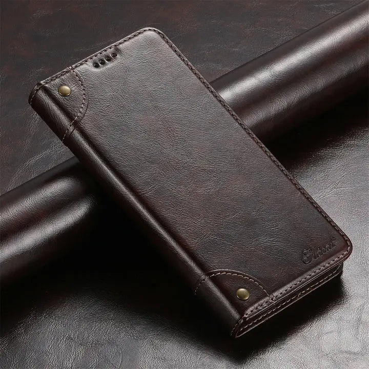 Retro Leather Magnetic Wallet Case with Kickstand | Shockproof & Full Protection for iPhone 16 Series
