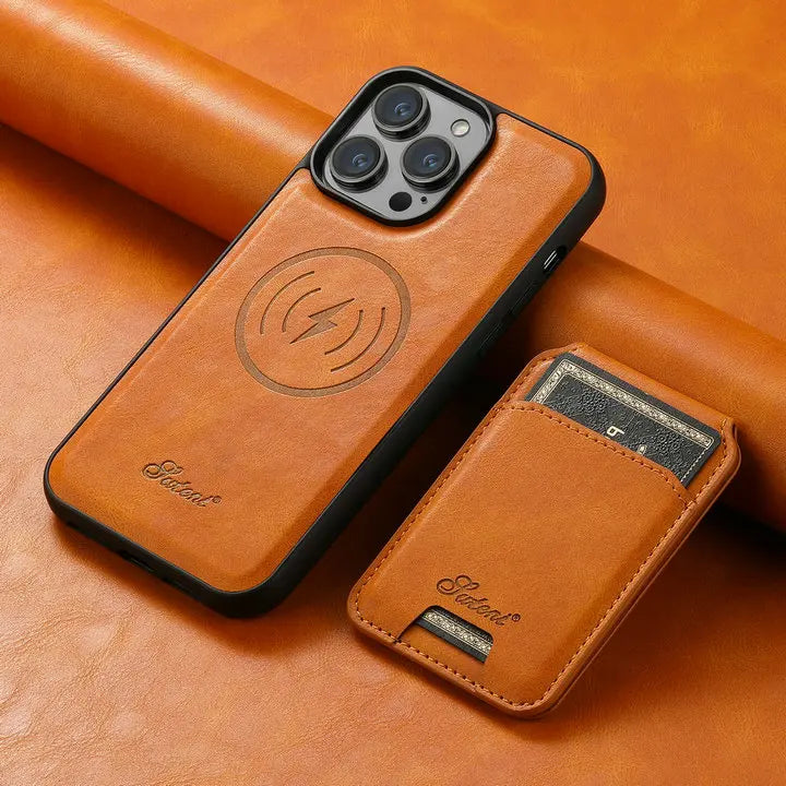 2-in-1 Detachable Magnetic Leather Wallet Case | Shockproof & Wireless Charging Compatible for iPhone