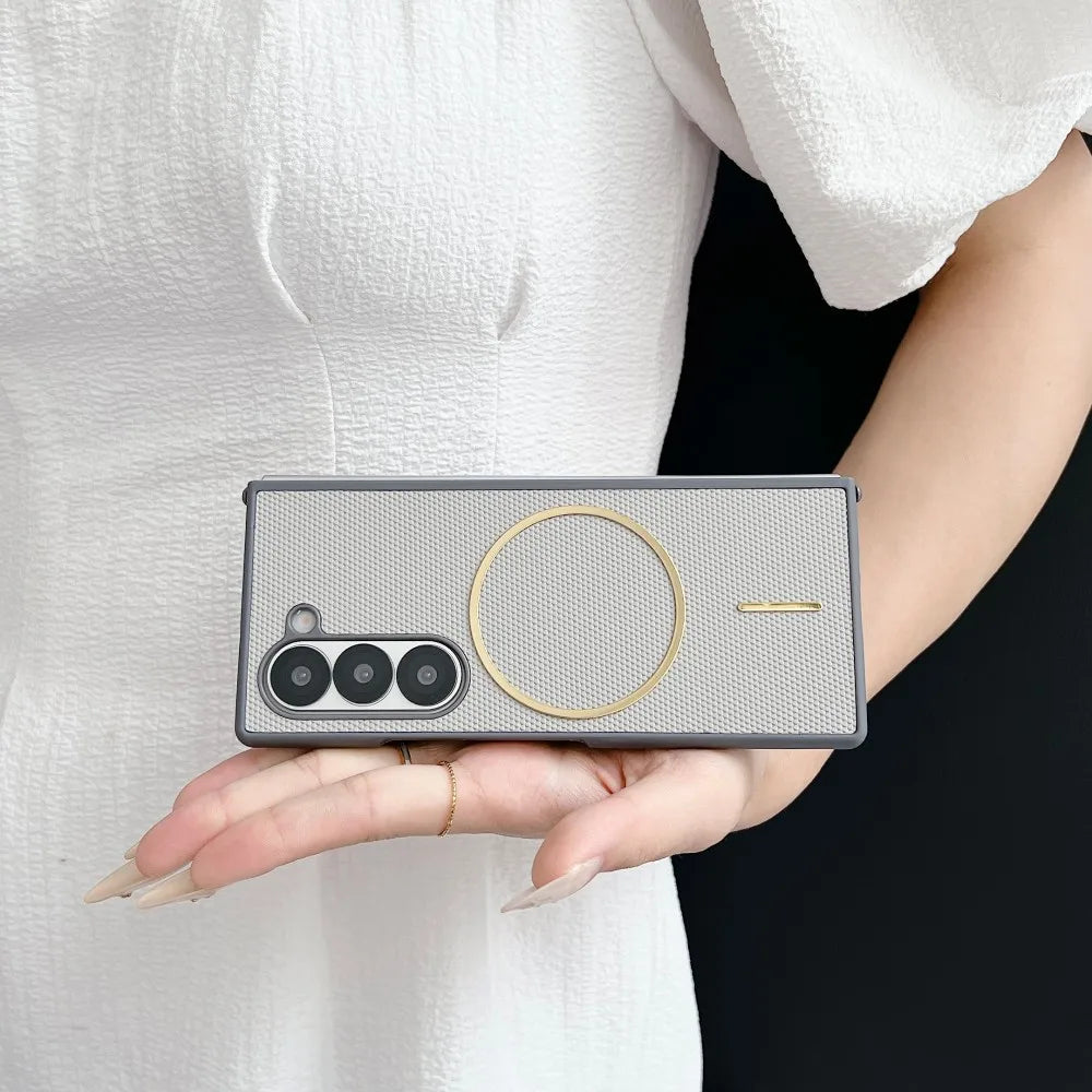 Samsung Galaxy Z Fold 7 Case | Luxury PU Matte Full-Coverage Magnetic Wireless Charging Protective Cover