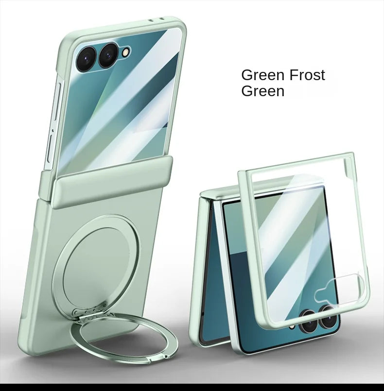 Luxury Full-Coverage Hard Case with Magnetic Ring Stand for Samsung Galaxy Z Flip 7 | Magsafe Compatible