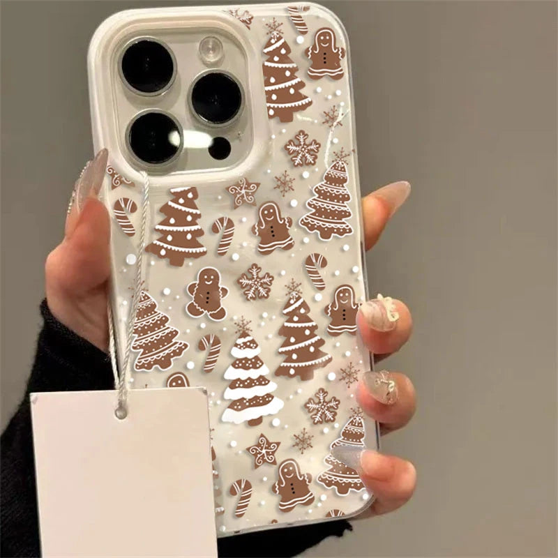 Christmas & Cartoon Pattern iPhone Case | Shockproof Half-Wrapped Soft Case