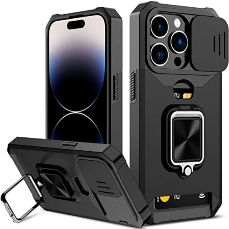 iPhone Case with Ring & Kickstand | Anti-Scratch, Anti-Fingerprint & Card Storage