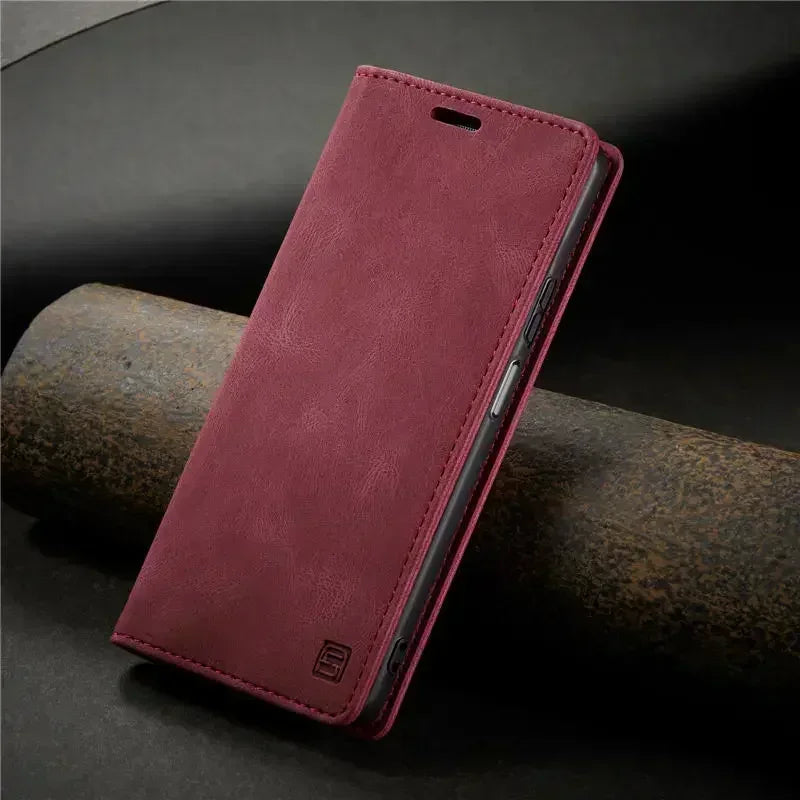 Retro PU Leather Wallet Phone Case | Magnetic Flip, Card & Cash Slot, Shockproof for iPhone