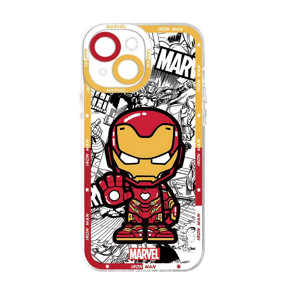 Full-Coverage Transparent Cartoon & Geometric iPhone Case | Waterproof & Anti-Scratch