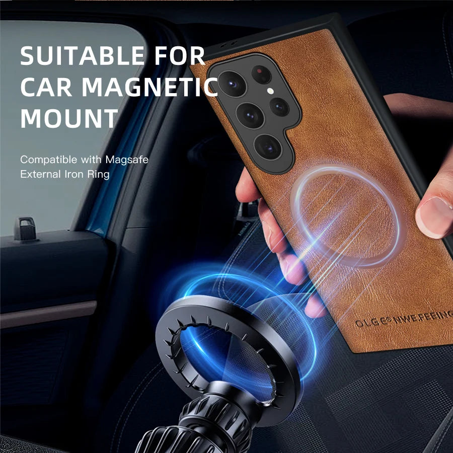 Luxury Leather & Silicone Full-Coverage Case for Samsung Galaxy S23-S24 Series | Shockproof & Waterproof