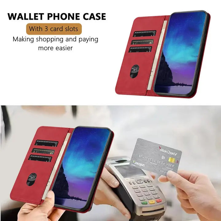 Luxury Magnetic Flip Wallet Phone Case | Shockproof, Anti-Fingerprint & Card Slot for iPhone
