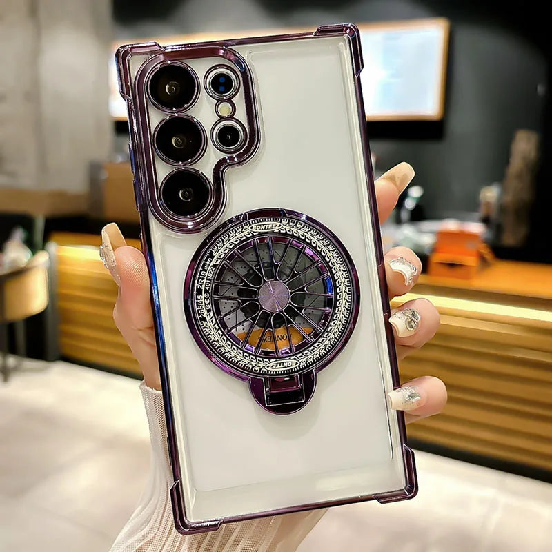 Luxury Magnetic Shockproof Half-Wrapped Case with Ring & Holder | Compatible with Samsung S20-S25 Series