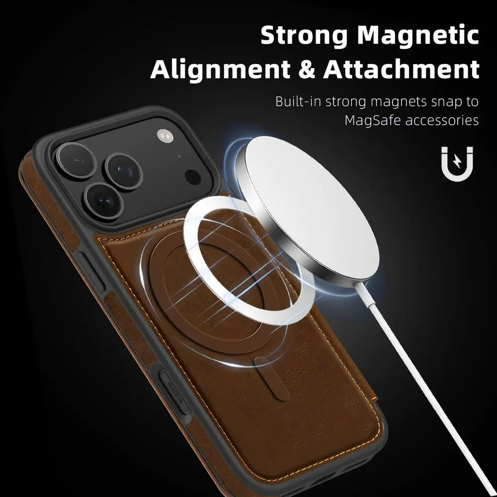 Magnetic Flip Wallet iPhone Case | RFID Blocking, Shockproof & Card Holder